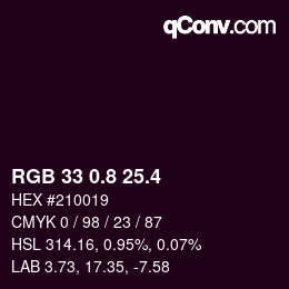 カラーコード: RGB 33 0.8 25.4 | qconv.com