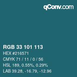 Color code: RGB 33 101 113 | qconv.com