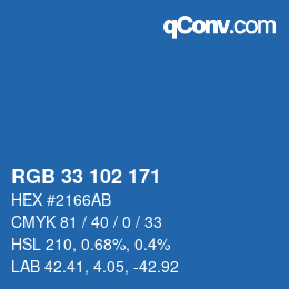 Color code: RGB 33 102 171 | qconv.com