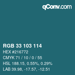 Color code: RGB 33 103 114 | qconv.com