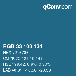 Color code: RGB 33 103 134 | qconv.com
