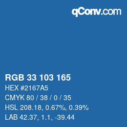 Color code: RGB 33 103 165 | qconv.com