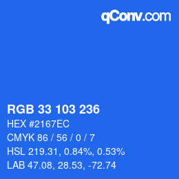 Color code: RGB 33 103 236 | qconv.com