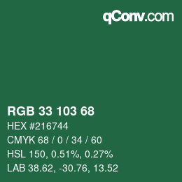 カラーコード: RGB 33 103 68 | qconv.com