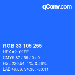 Color code: RGB 33 105 255 | qconv.com