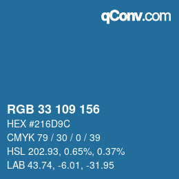 Farbcode: RGB 33 109 156 | qconv.com