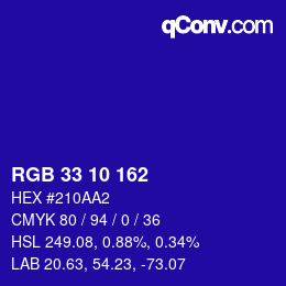 Color code: RGB 33 10 162 | qconv.com