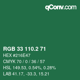 カラーコード: RGB 33 110.2 71 | qconv.com