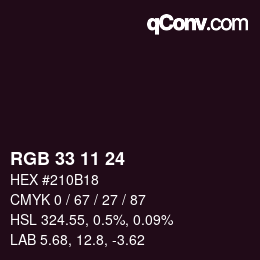 Color code: RGB 33 11 24 | qconv.com