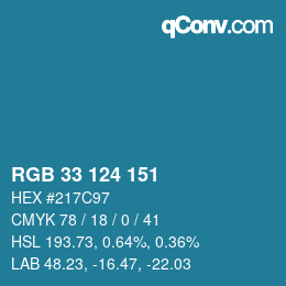Color code: RGB 33 124 151 | qconv.com