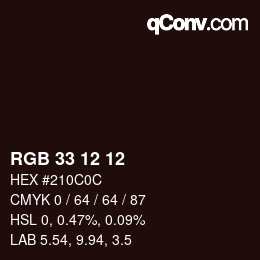 Color code: RGB 33 12 12 | qconv.com