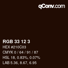 Color code: RGB 33 12 3 | qconv.com