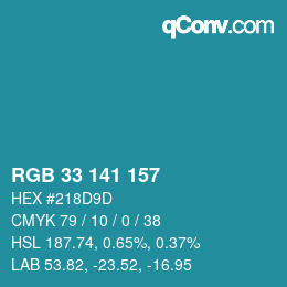 Farbcode: RGB 33 141 157 | qconv.com