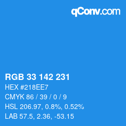 Color code: RGB 33 142 231 | qconv.com