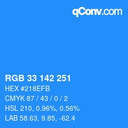 Color code: RGB 33 142 251 | qconv.com