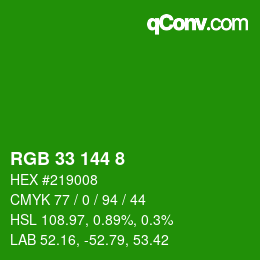 Color code: RGB 33 144 8 | qconv.com
