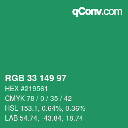 カラーコード: RGB 33 149 97 | qconv.com