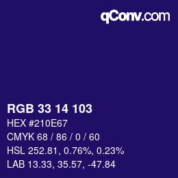 Color code: RGB 33 14 103 | qconv.com