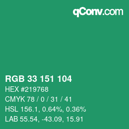 Farbcode: RGB 33 151 104 | qconv.com