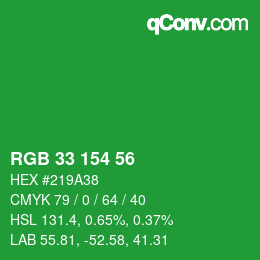 カラーコード: RGB 33 154 56 | qconv.com