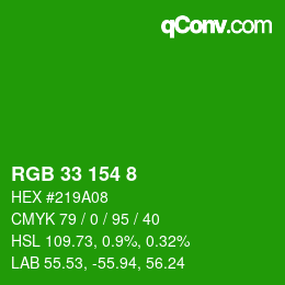 Color code: RGB 33 154 8 | qconv.com