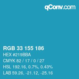 Color code: RGB 33 155 186 | qconv.com