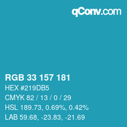 カラーコード: RGB 33 157 181 | qconv.com