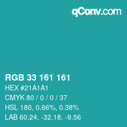 Color code: RGB 33 161 161 | qconv.com