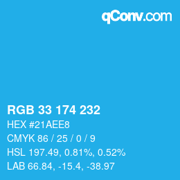 Color code: RGB 33 174 232 | qconv.com