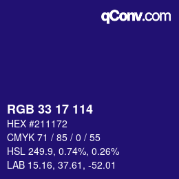 Color code: RGB 33 17 114 | qconv.com