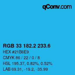 カラーコード: RGB 33 182.2 233.6 | qconv.com