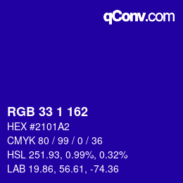 Color code: RGB 33 1 162 | qconv.com