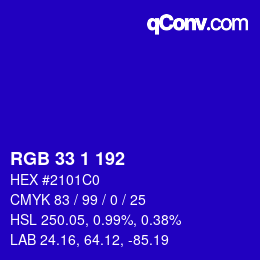 Color code: RGB 33 1 192 | qconv.com