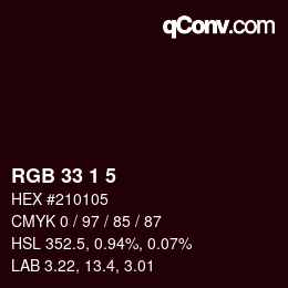 カラーコード: RGB 33 1 5 | qconv.com