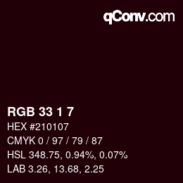 Color code: RGB 33 1 7 | qconv.com