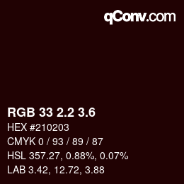 カラーコード: RGB 33 2.2 3.6 | qconv.com