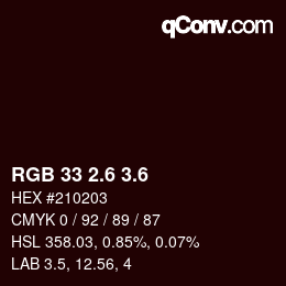 カラーコード: RGB 33 2.6 3.6 | qconv.com