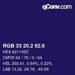 カラーコード: RGB 33 20.2 92.6 | qconv.com