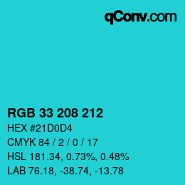 Color code: RGB 33 208 212 | qconv.com