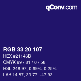 Color code: RGB 33 20 107 | qconv.com