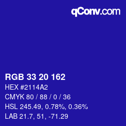 Color code: RGB 33 20 162 | qconv.com