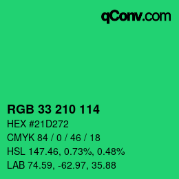 Color code: RGB 33 210 114 | qconv.com