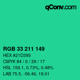 Color code: RGB 33 211 149 | qconv.com
