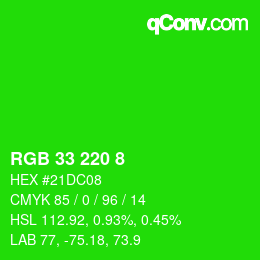 Color code: RGB 33 220 8 | qconv.com
