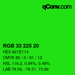 Color code: RGB 33 225 20 | qconv.com