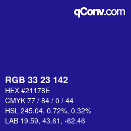 Color code: RGB 33 23 142 | qconv.com