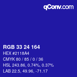 Color code: RGB 33 24 164 | qconv.com