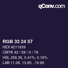 Color code: RGB 33 24 57 | qconv.com