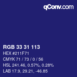 Color code: RGB 33 31 113 | qconv.com