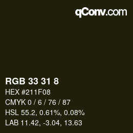 Color code: RGB 33 31 8 | qconv.com